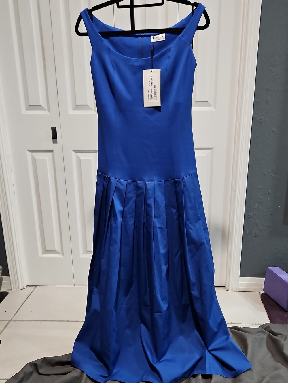 Sz M - MARCELLA Cobalt Blue Pleated Maxi Dress